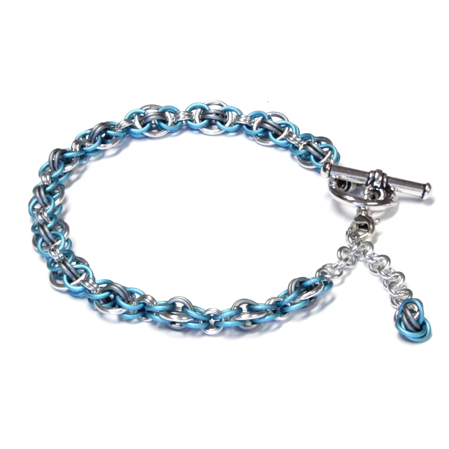Modified Helm Chain Bracelet / with adjustable clasp for 6-1/2 to 7-1/2 inch wrist / includes matching earrings