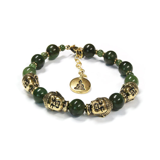 BC Jade Buddha Bracelet / 6.5 to 7.5 Inch wrist size / optional earrings or set