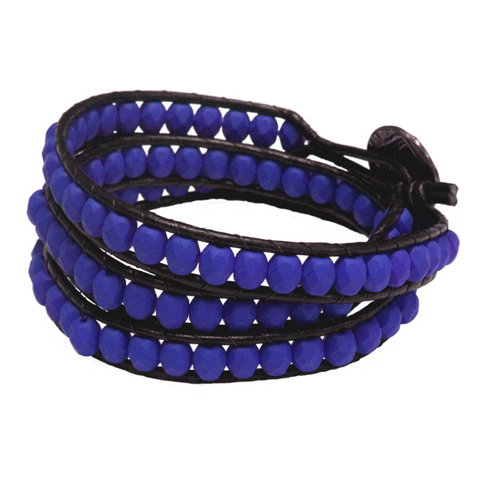 Neon Dark Blue Triple Wrap Bracelet / fits 6.5 to 7 Inch wrist size