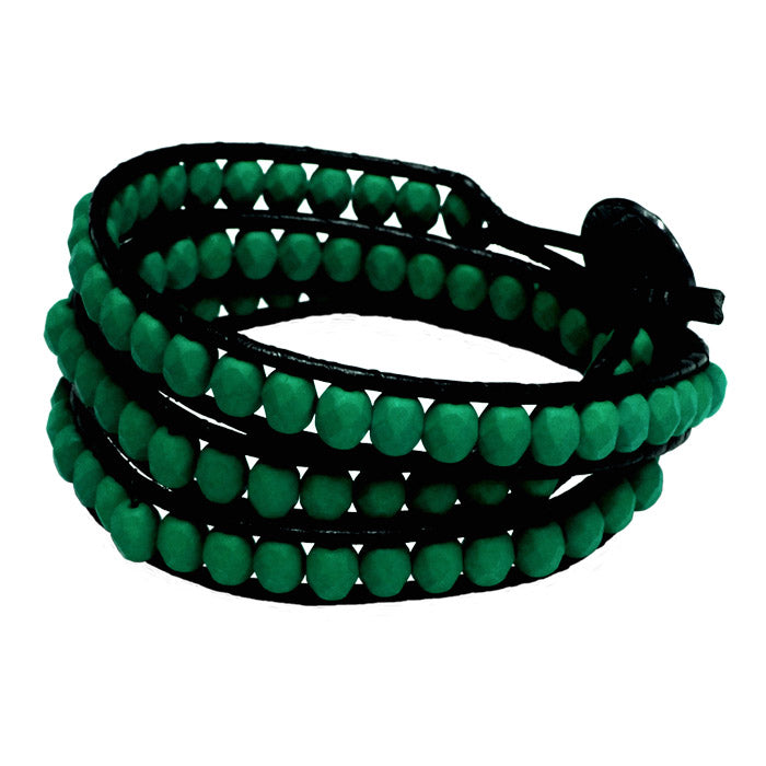 Neon Emerald Green Triple Wrap Bracelet / fits 6.5 to 7 Inch wrist size