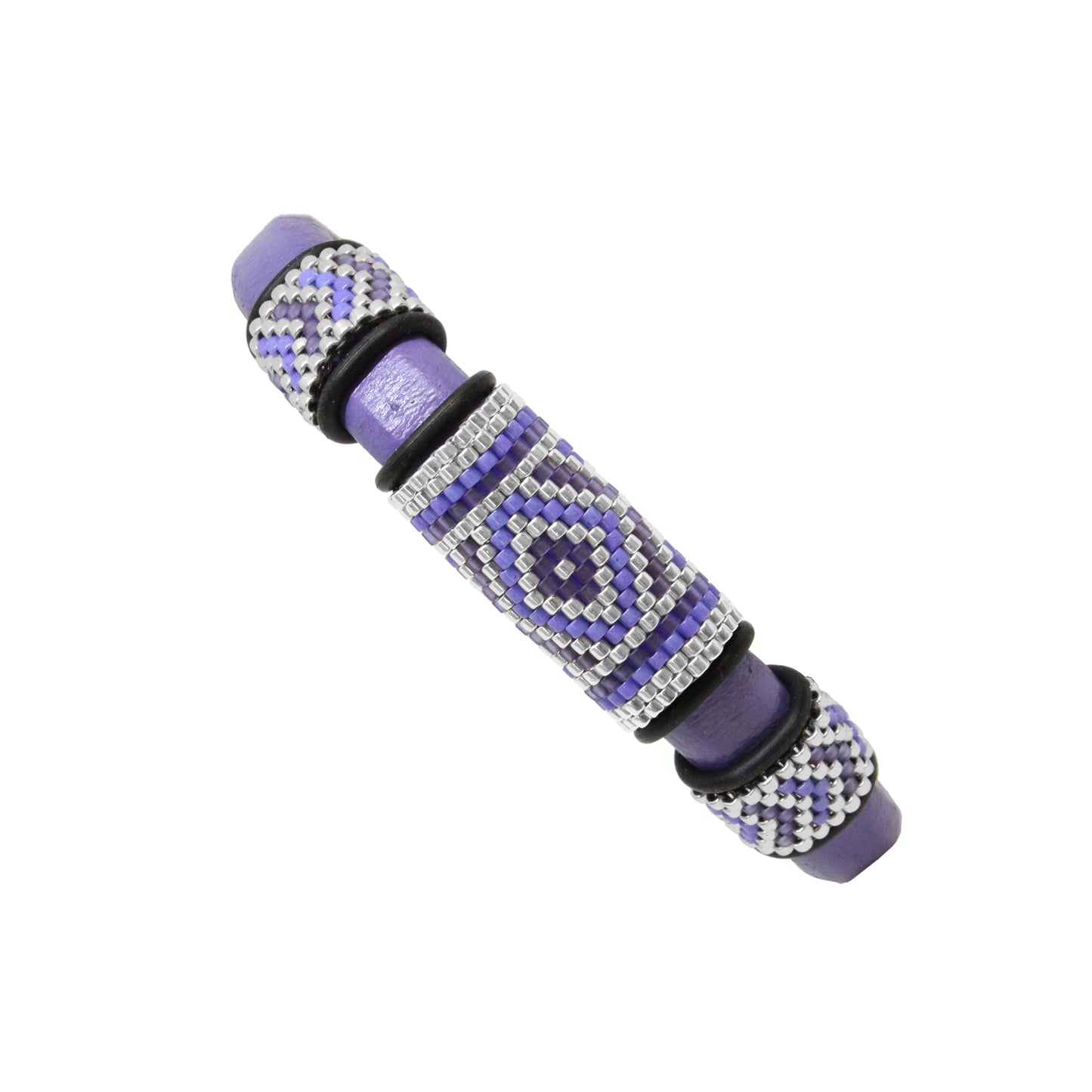 LILAC PURPLE Geometric Bracelet / fits 6.5 to 7 Inch wrist size / leather with magnetic clasp