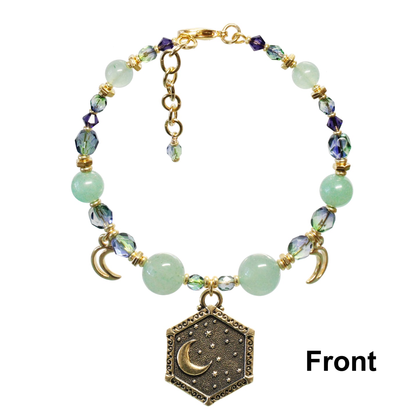 Sun and Moon Bracelet / 6 to 7 Inch wrist size / reversible gold pewter charms