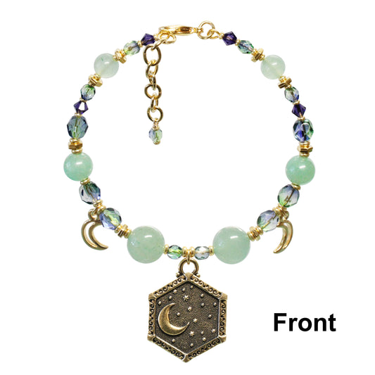 Sun and Moon Bracelet / 6 to 7 Inch wrist size / reversible gold pewter charms