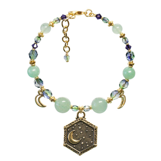 Sun and Moon Bracelet / 6 to 7 Inch wrist size / reversible gold pewter charms