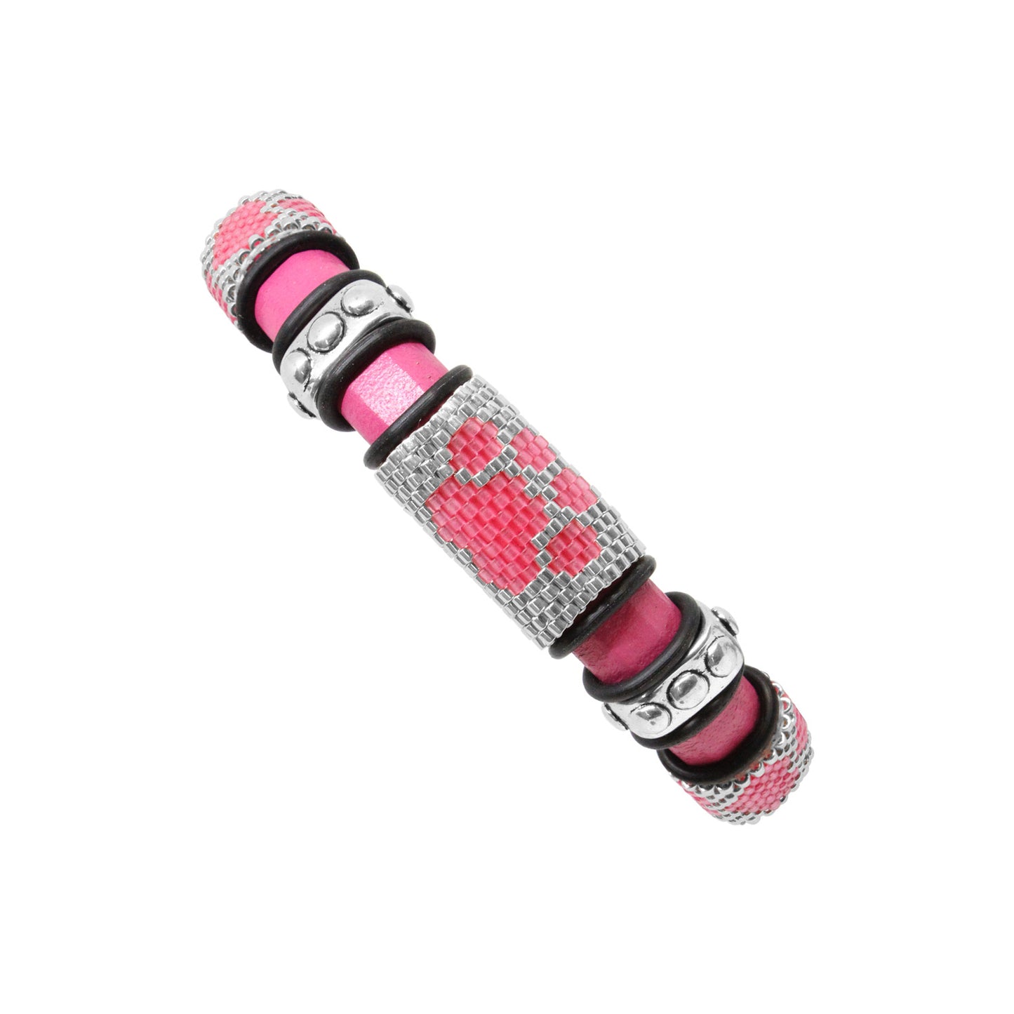 FUCHSIA PINK Dog Paw Bracelet / fits 6.5 to 7 Inch wrist size / leather with magnetic clasp