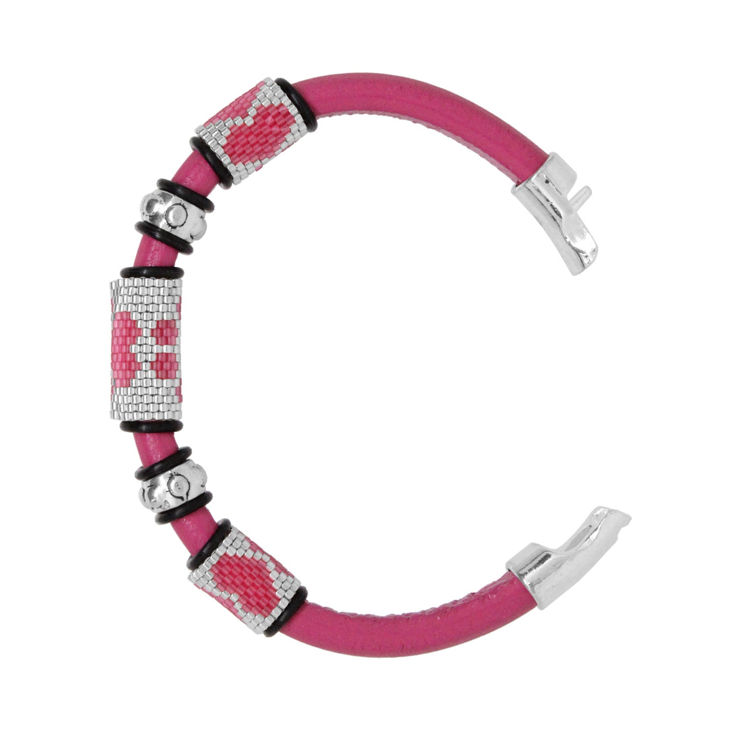 FUCHSIA PINK Dog Paw Bracelet / fits 6.5 to 7 Inch wrist size / leather with magnetic clasp