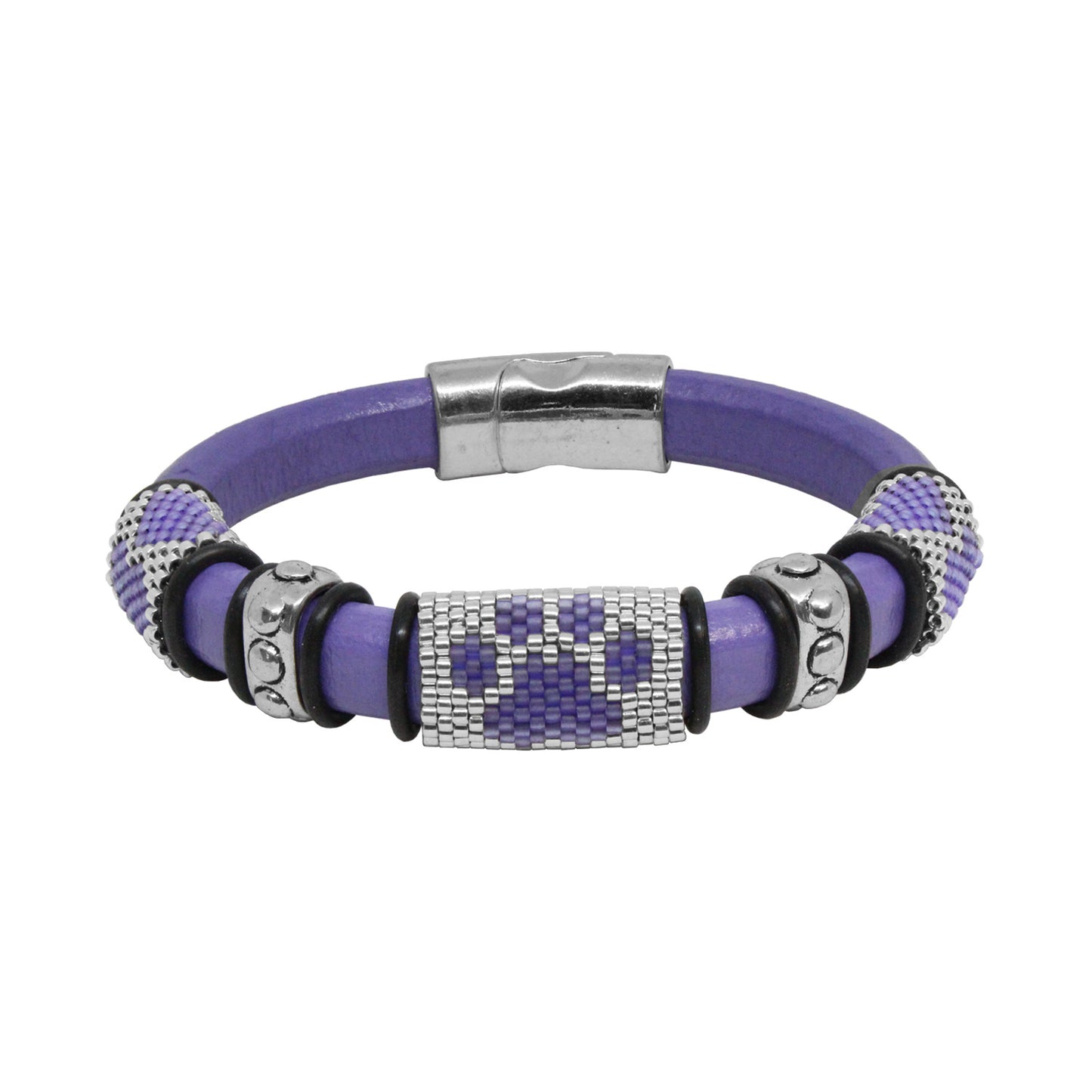 LILAC PURPLE Dog Paw Bracelet / fits 6.5 to 7 Inch wrist size / leather with magnetic clasp