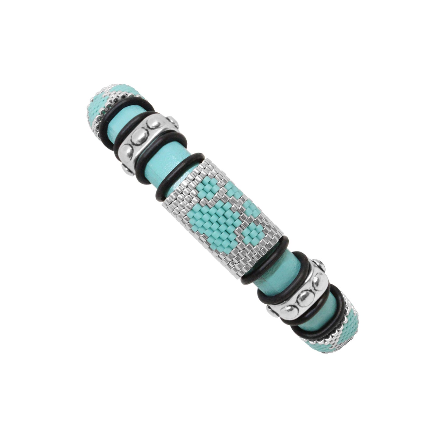 TURQUOISE GREEN Dog Paw Bracelet / fits 6.5 to 7 Inch wrist size / leather with magnetic clasp