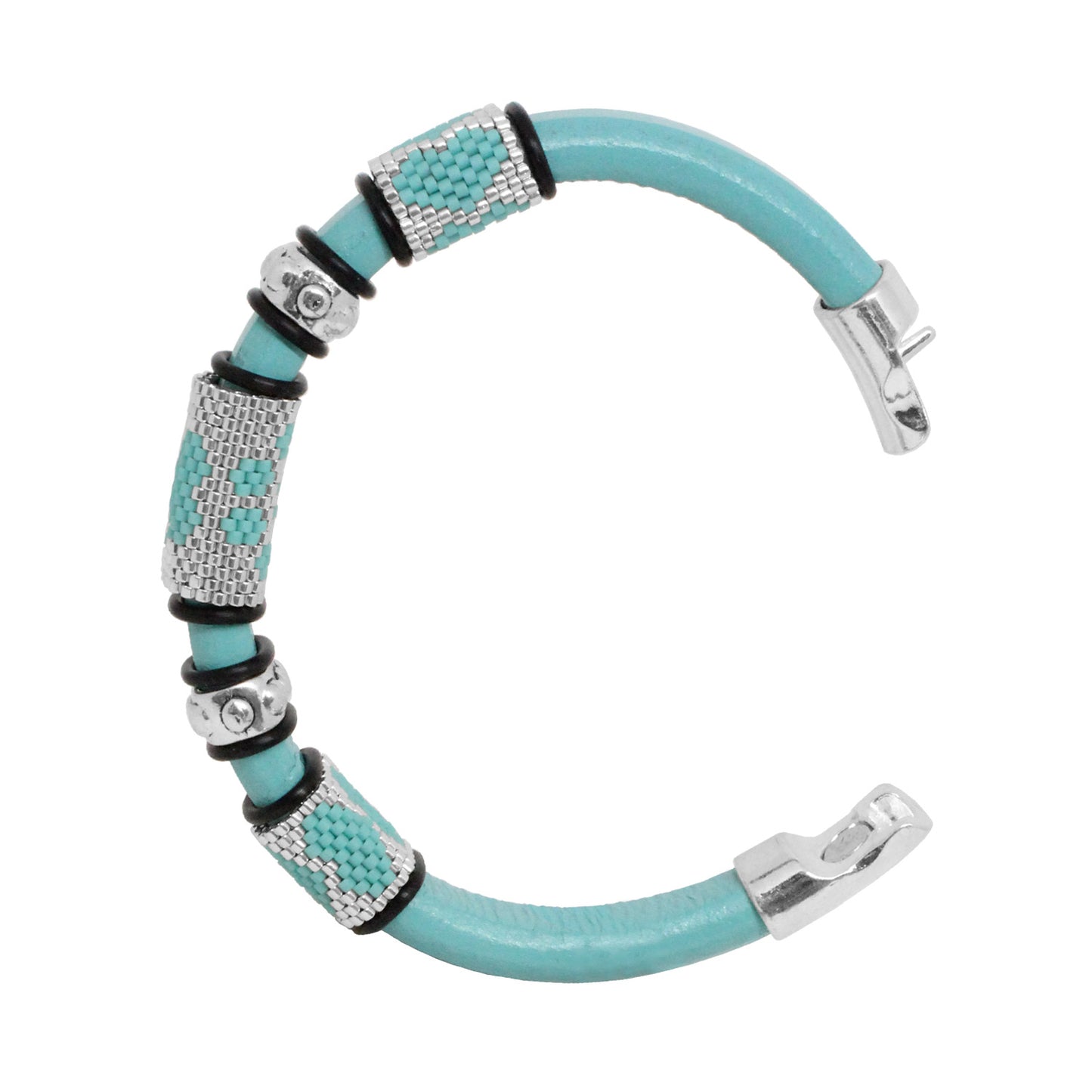 TURQUOISE GREEN Dog Paw Bracelet / fits 6.5 to 7 Inch wrist size / leather with magnetic clasp