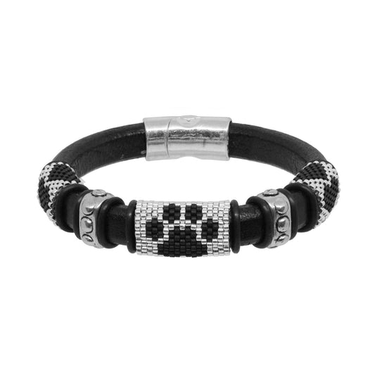 BLACK Dog Paw Bracelet / fits 6.5 to 7 Inch wrist size / leather with magnetic clasp