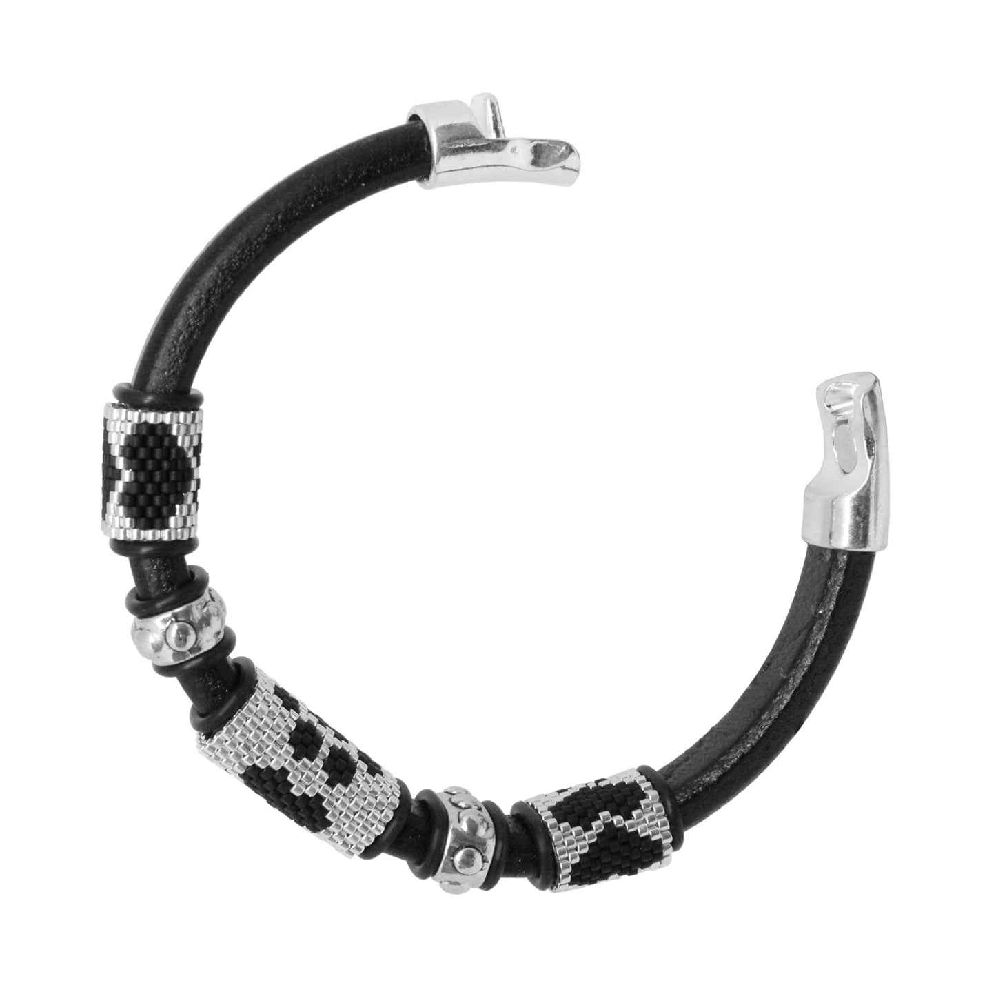 BLACK Dog Paw Bracelet / fits 6.5 to 7 Inch wrist size / leather with magnetic clasp