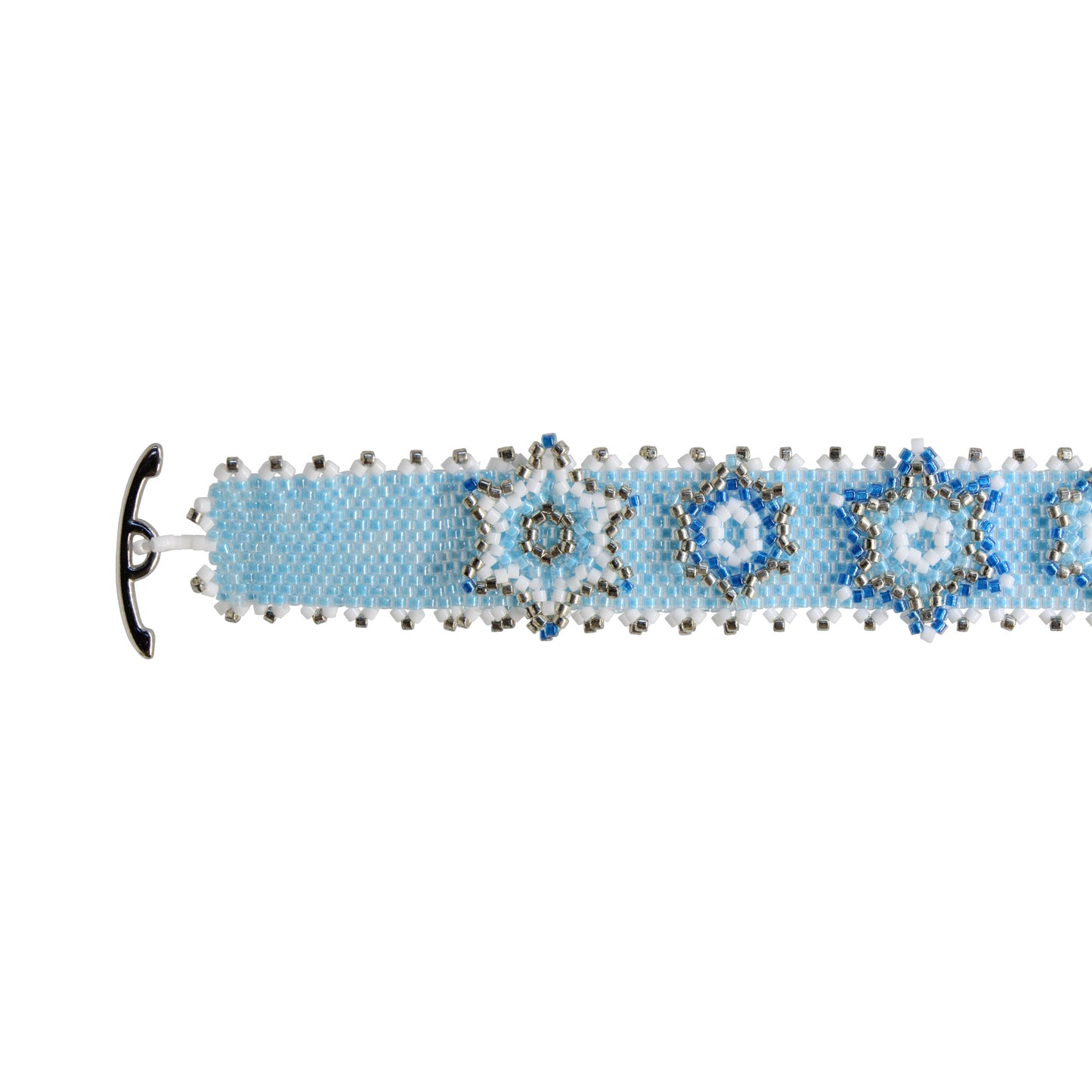 Winter Snowflake Bracelet / fits 6.5 to 7 Inch wrist / silver pewter ellipse toggle clasp