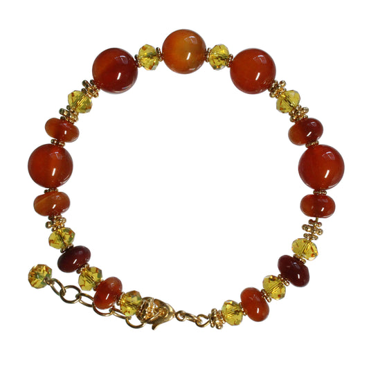 Carnelian Bracelet / 6 to 7 Inch wrist size / memory wire with extender chain / with optional earrings