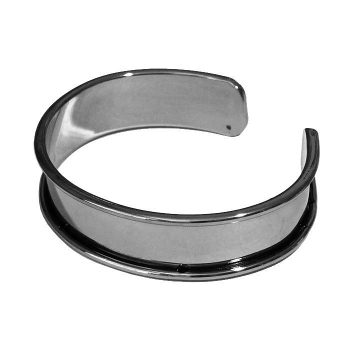 10mm Glue-In Channel Cuff Bracelet / plated brass with a gunmetal finish