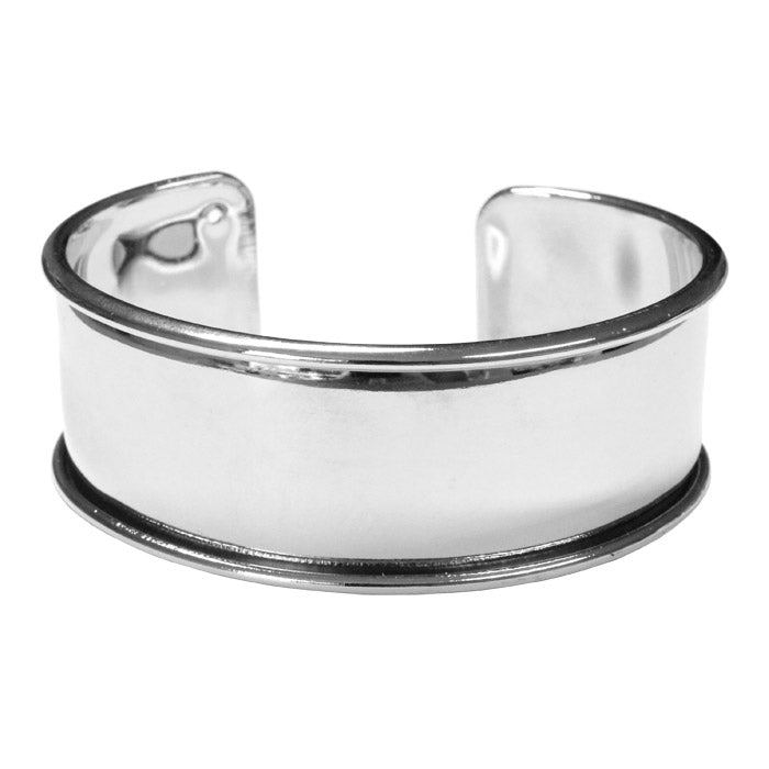 20mm Channel Cuff Bracelet / plated brass with a bright rhodium finish