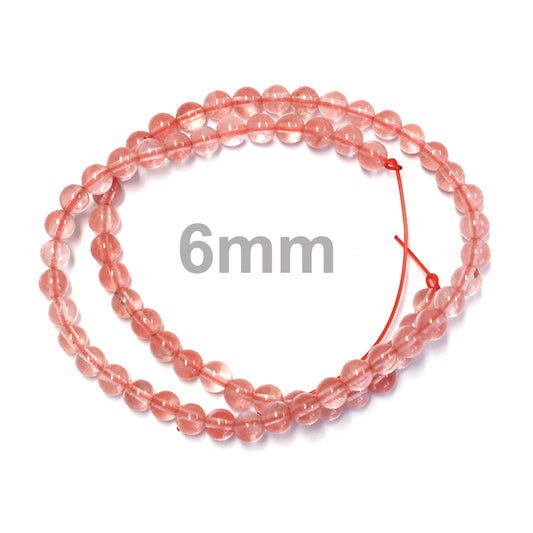 6mm Cherry Quartz / 16" Strand / man-made / smooth round stone beads