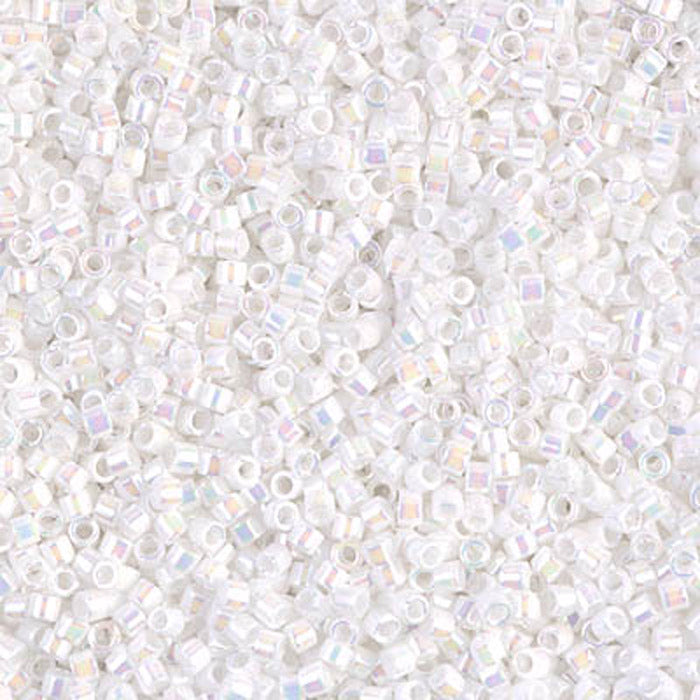 DB-0202 White Opaque Rainbow 11/0 Miyuki Delica Seed Beads (10 gram bag)