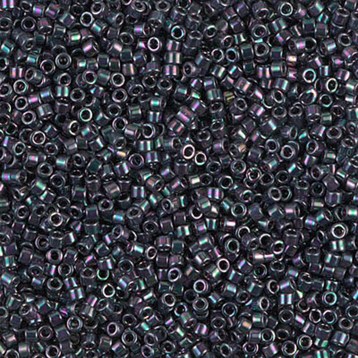 DB-1001 Black Metallic Rainbow 11/0 Miyuki Delica Seed Beads / 10 grams / round cylinder seed beads