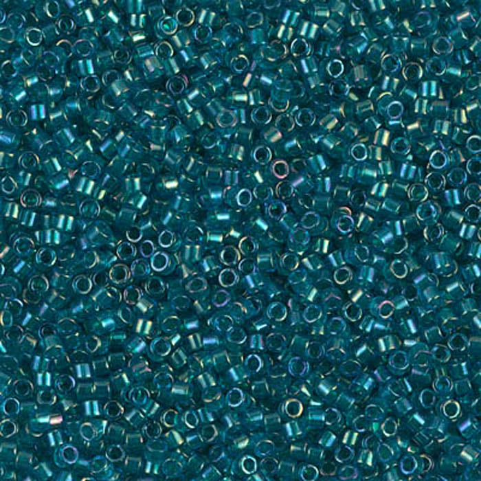 DB-1764 Emerald Lined Aqua Sparkle Rainbow 11/0 Miyuki Delica Seed Beads (10 gram bag)