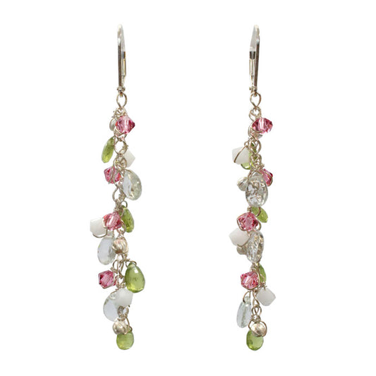 Snow in Spring Earrings / 67mm length / sterling silver leverbacks