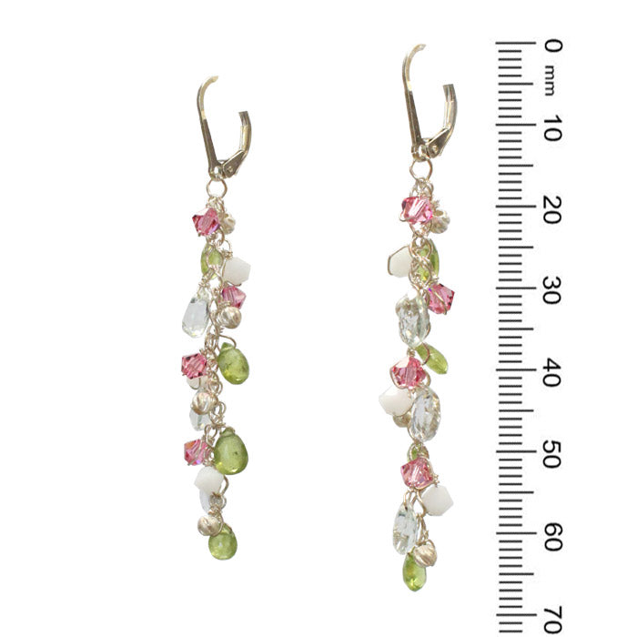 Snow in Spring Earrings / 67mm length / sterling silver leverbacks