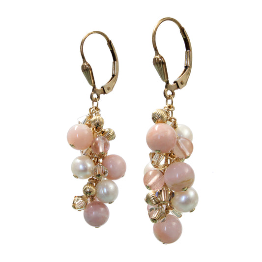 Pink Champagne Cascade Earrings / 48mm length / gold filled leverbacks