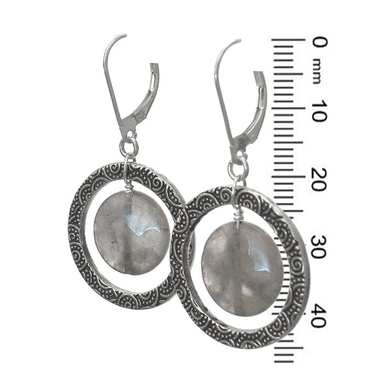 Misty Quartz Earrings / 45mm length / sterling leverbacks