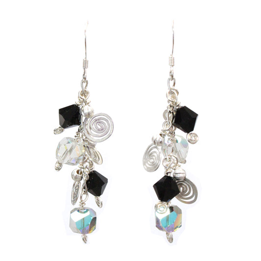 Galaxy Crystal Dark Starlight— Sterling Silver Earrings (50 mm)