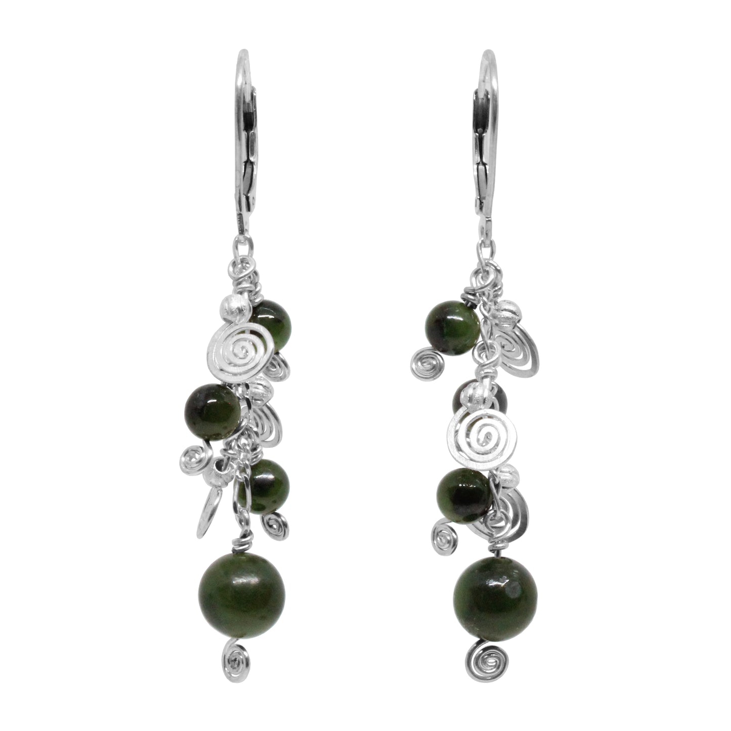 BC Jade Galaxy Earrings / 60mm length / sterling silver leverbacks