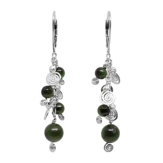 BC Jade Galaxy Earrings / 60mm length / sterling silver leverbacks