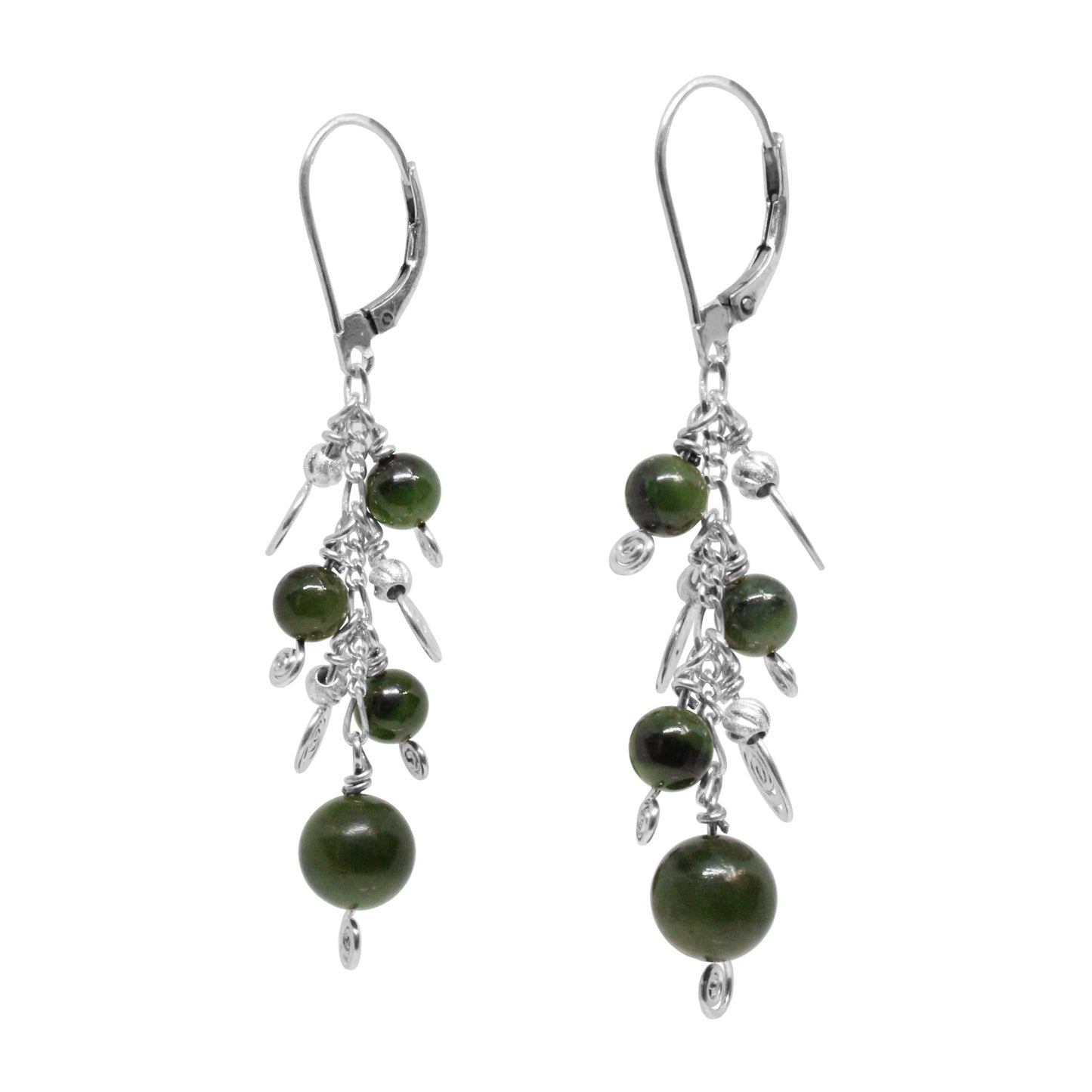 BC Jade Galaxy Earrings / 60mm length / sterling silver leverbacks