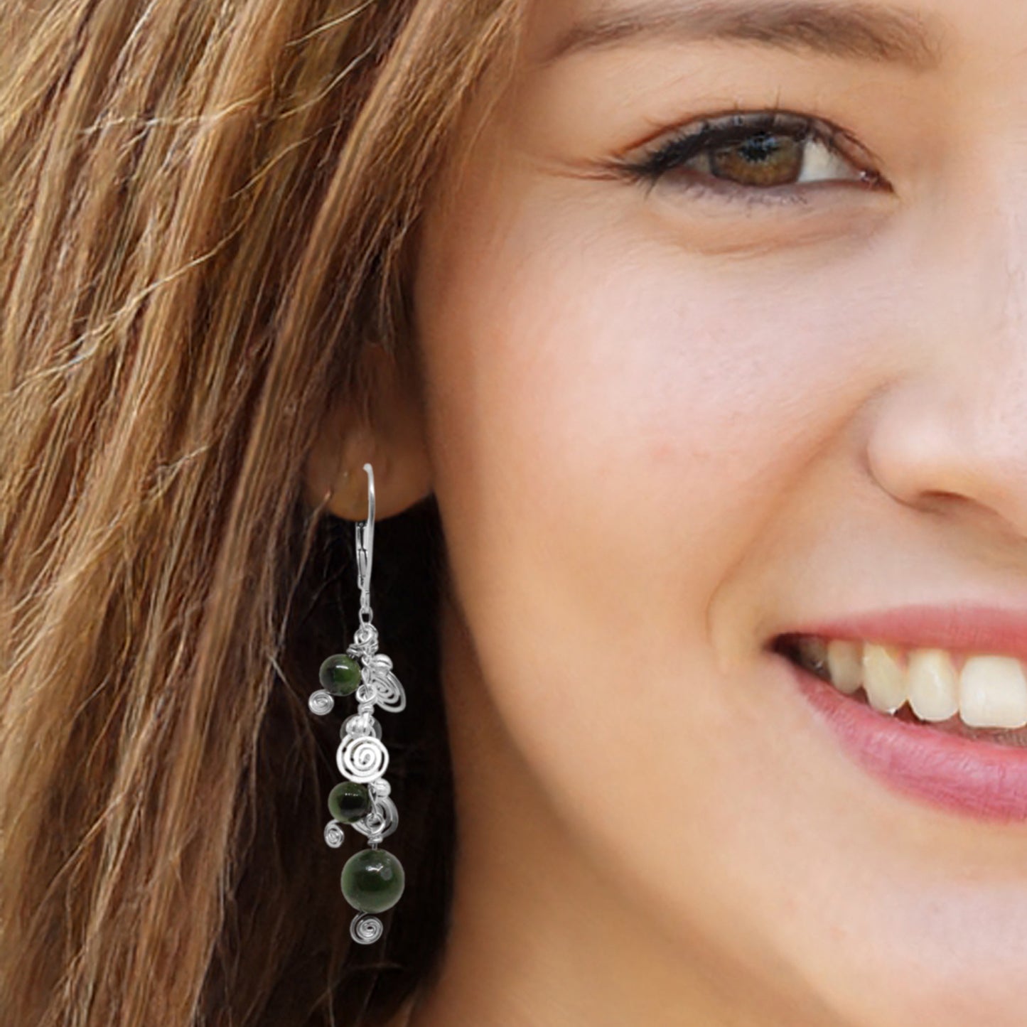 BC Jade Galaxy Earrings / 60mm length / sterling silver leverbacks