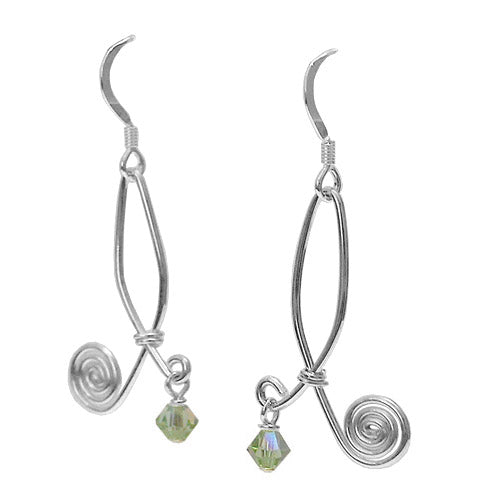 Elipsoid and Curlicue Earrings / 37mm length / sterling hook earwires