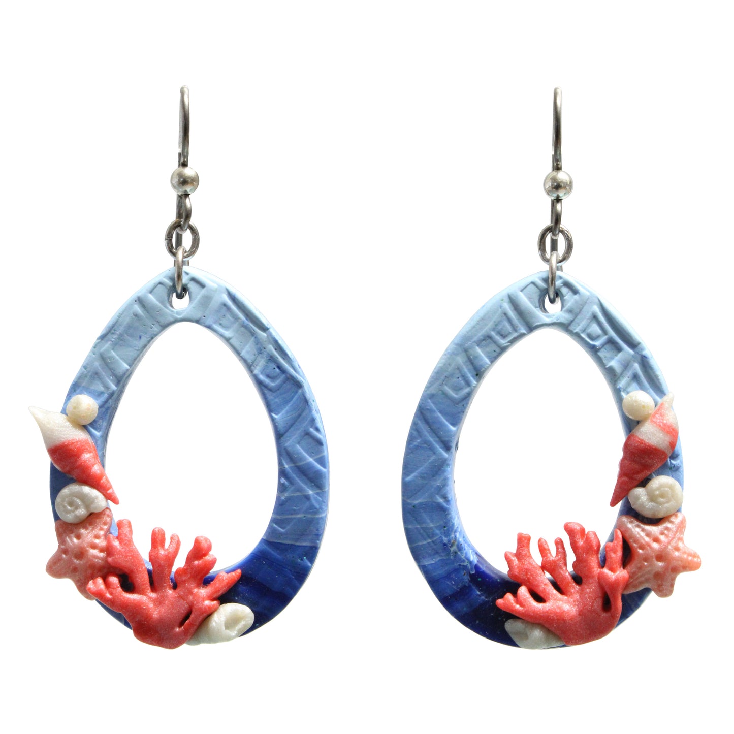 Seascape Earrings / 60mm length / grey niobium earwires with sterling ball