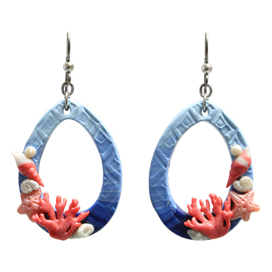 Seascape Earrings / 60mm length / grey niobium earwires with sterling ball
