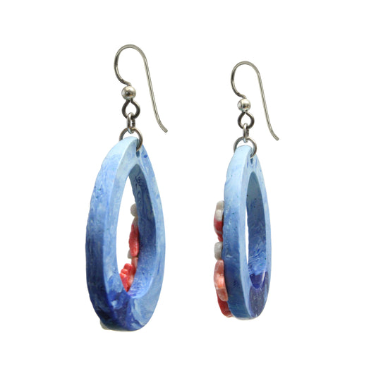 Seascape Earrings / 60mm length / grey niobium earwires with sterling ball