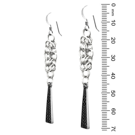 Celtic Chainmail Cross Earrings (silver)