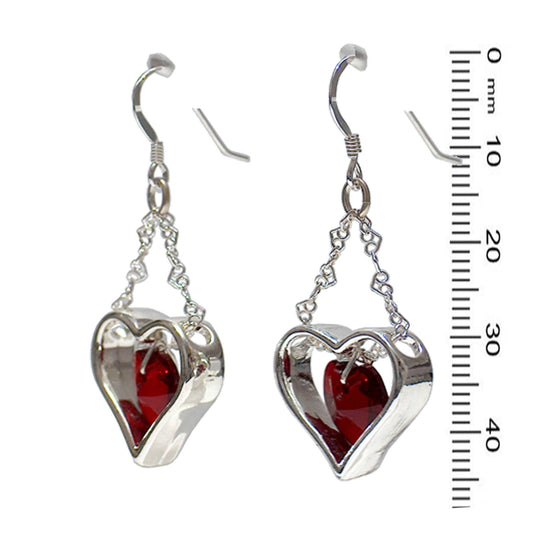 My Heart in Chains Earrings / 45mm length / crystals and silver / sterling silver earwires