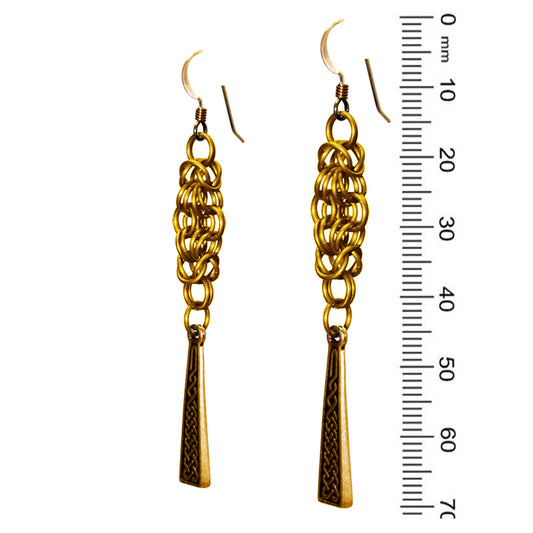 Celtic Cross Chainmail Earrings – Gold, Black, Blue, Purple, Red, Teal Color Options