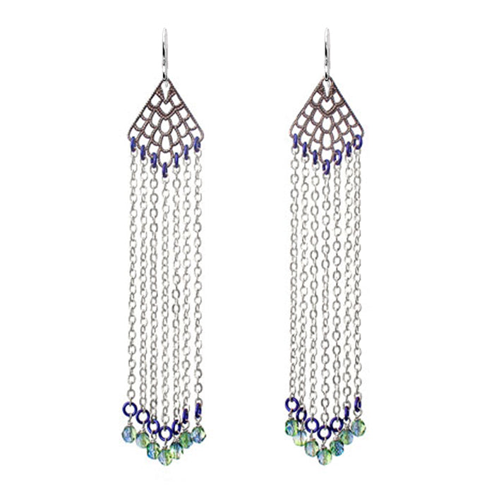 Spring Rain Earrings / 115mm length / sterling silver earwires