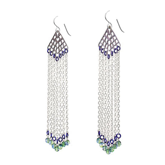 Spring Rain Earrings / 115mm length / sterling silver earwires