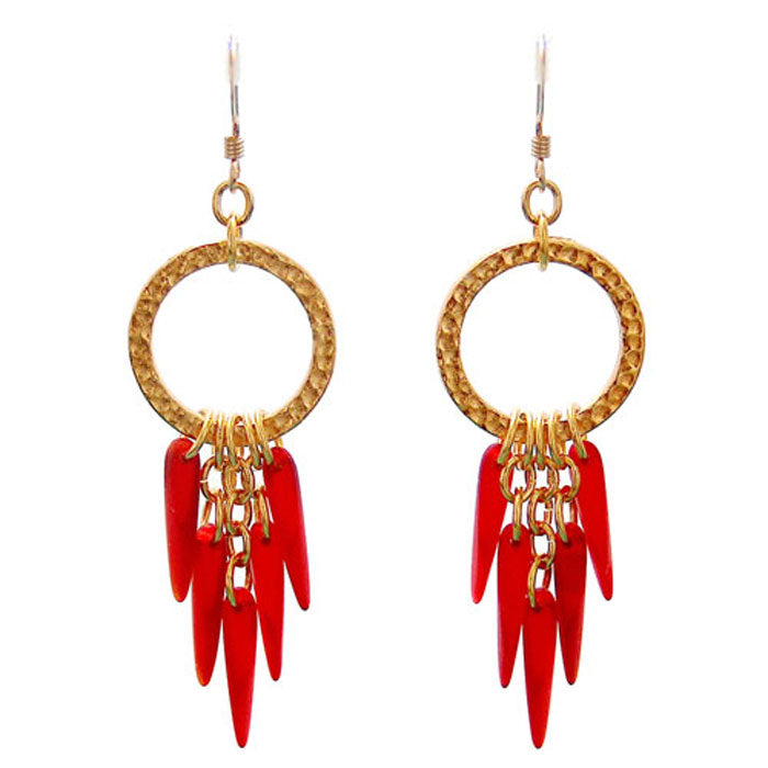 Red Icicle Earrings / 65mm length / gold filled earwires