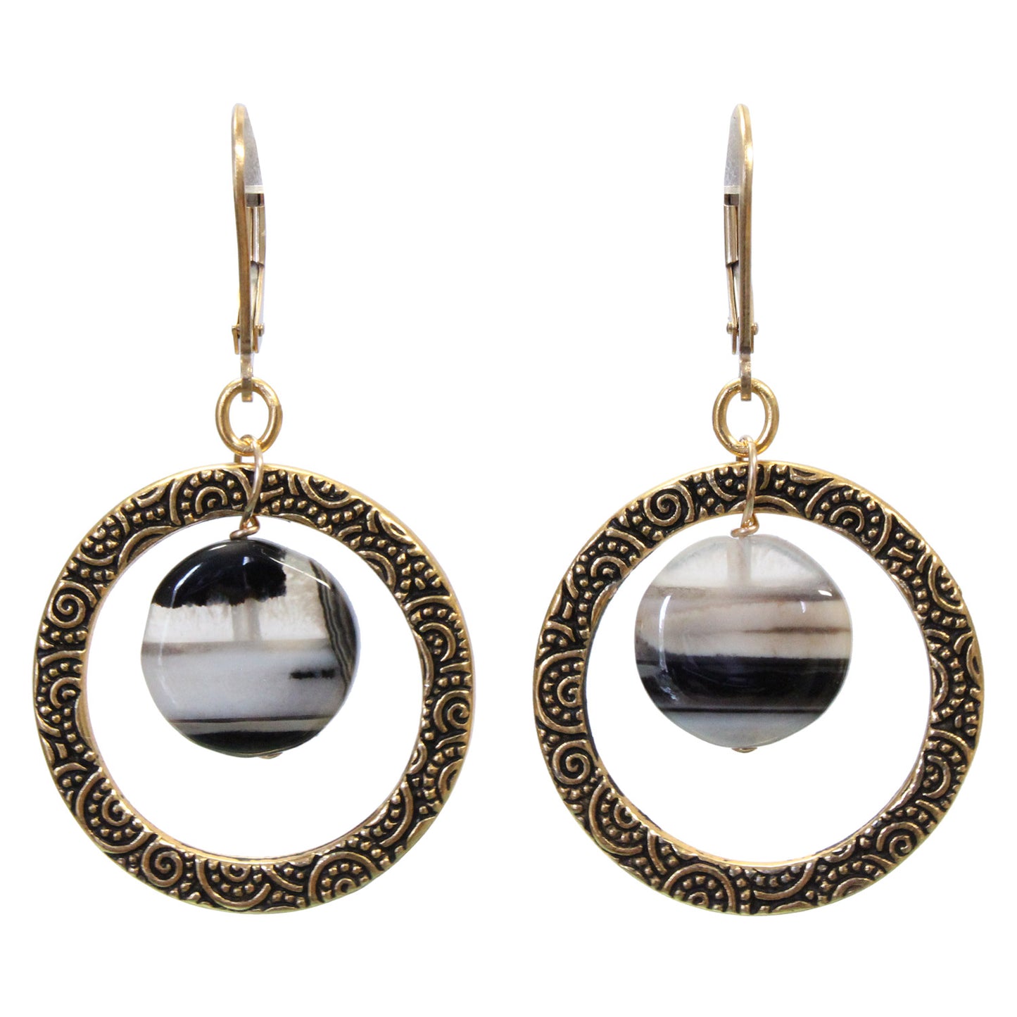 Sardonyx in Rings Earrings / 46mm length / gold filled leverback earwires