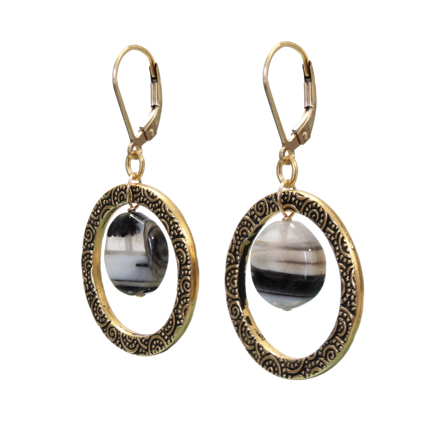 Sardonyx in Rings Earrings / 46mm length / gold filled leverback earwires