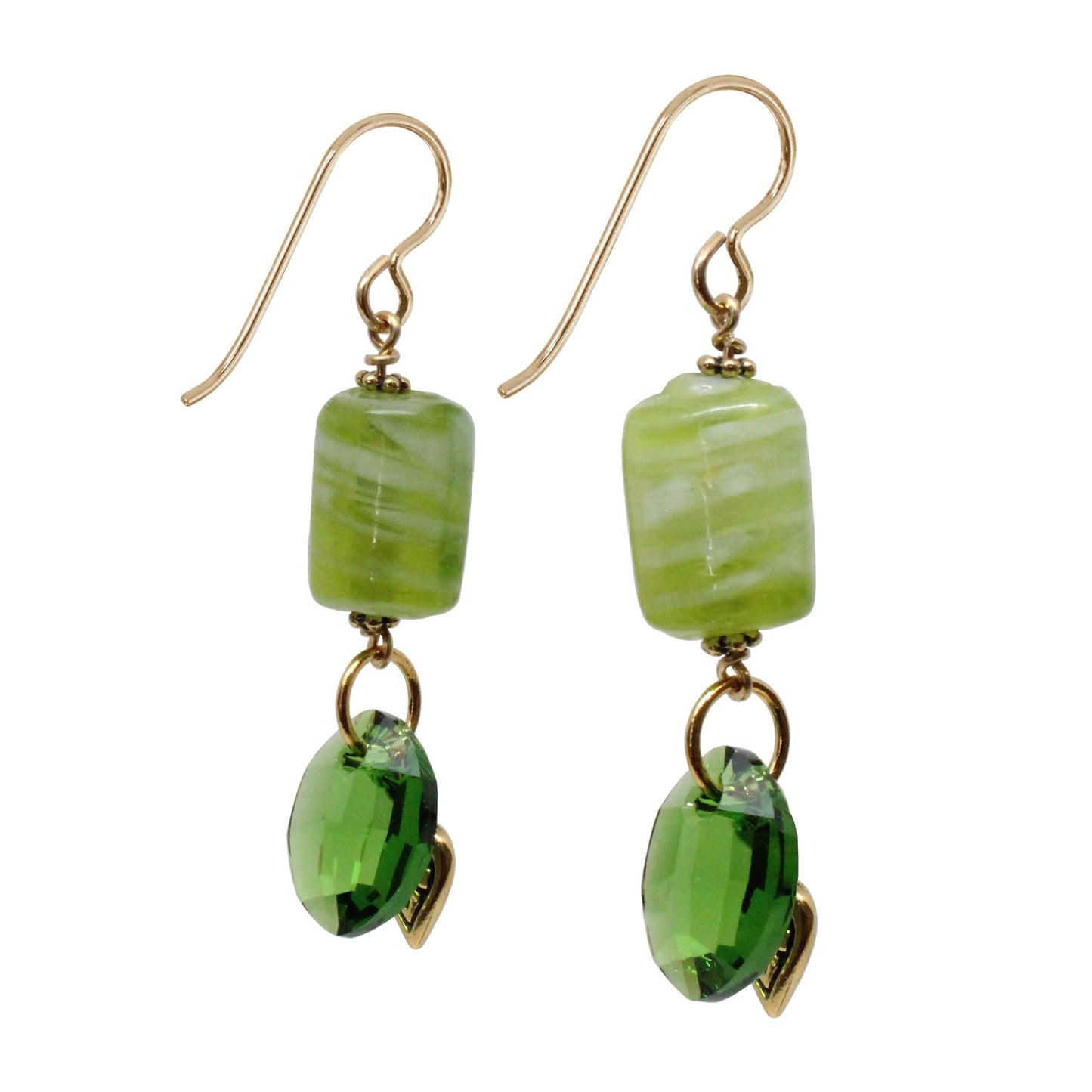 Leaf Charm Earrings / 50mm length / gold filled earwires