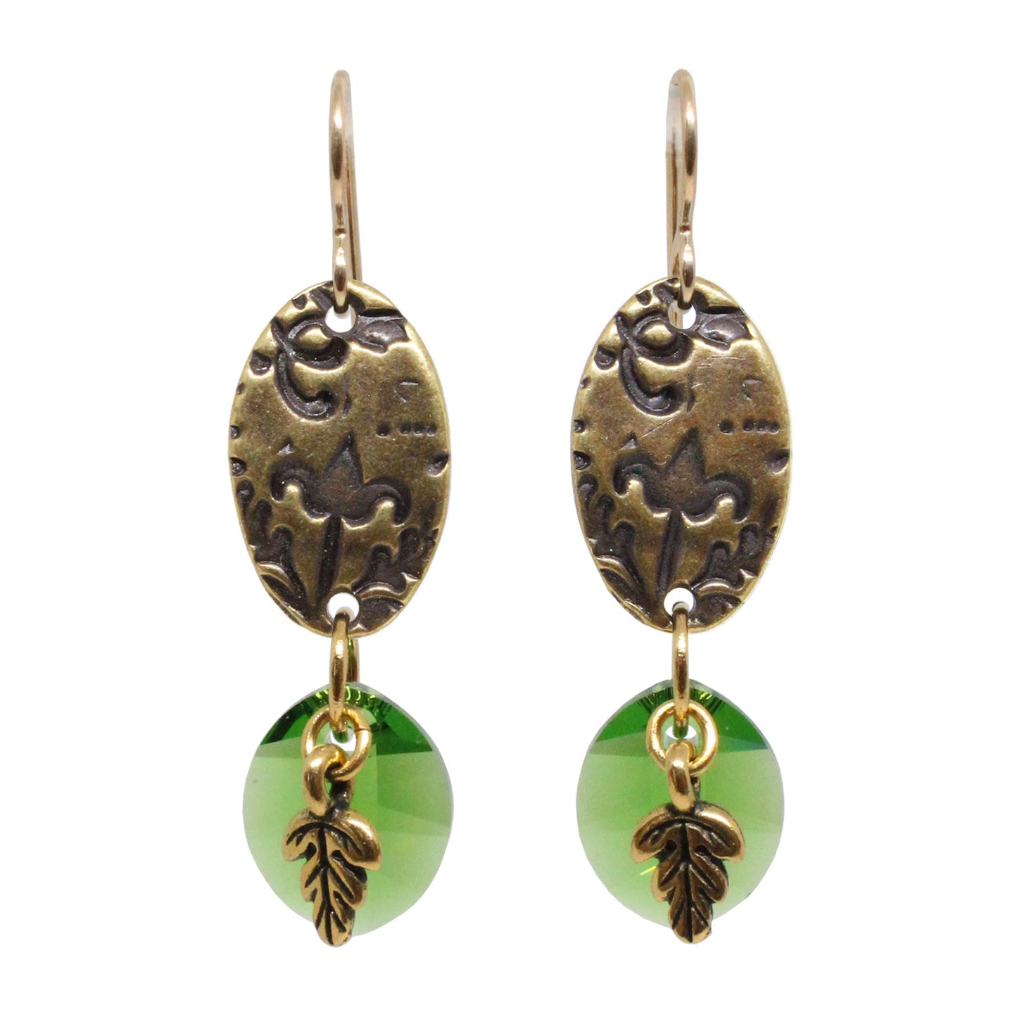 Leaf Charm Earrings / 47mm length / gold filled earwires