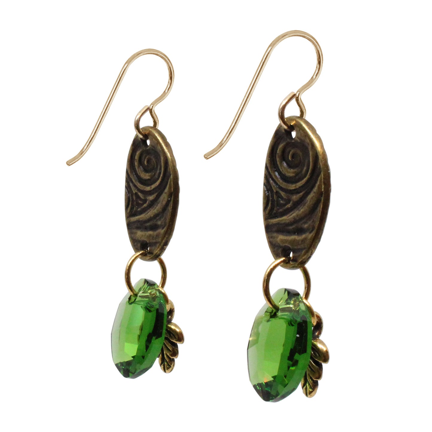 Leaf Charm Earrings / 47mm length / gold filled earwires