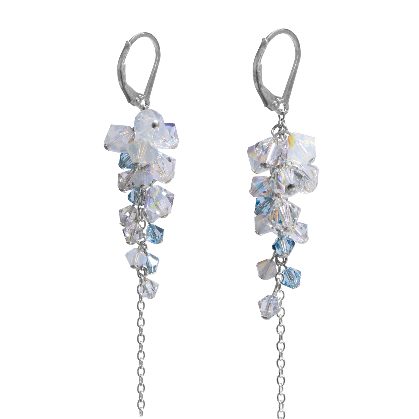 Frozen Rain Icicle Earrings / 130mm length / sterling silver chain and earwires