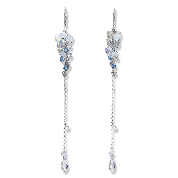 Frozen Rain Icicle Earrings / 130mm length / sterling silver chain and earwires