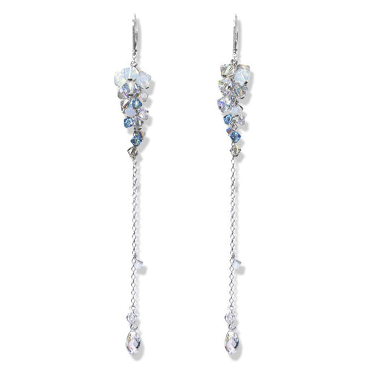 Frozen Rain Icicle Earrings / 130mm length / sterling silver chain and earwires